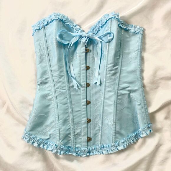 Source Unknown Tops - Like NEW Svyzishi Fairy Coquette Blue Bow Lace Up Front Hook Corset Size XS